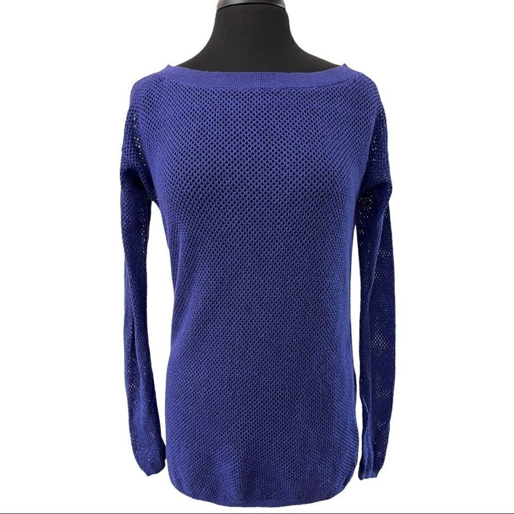 Victoria’s Secret Moda International Blue Open Knit Tunic Top Sz M